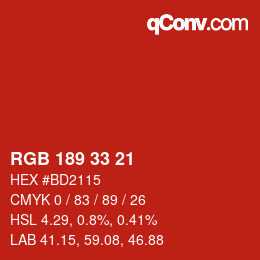 Color code: RGB 189 33 21 | qconv.com