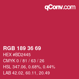 Color code: RGB 189 36 69 | qconv.com