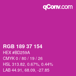 Color code: RGB 189 37 154 | qconv.com
