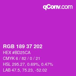 カラーコード: RGB 189 37 202 | qconv.com