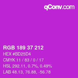 Color code: RGB 189 37 212 | qconv.com
