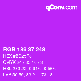 カラーコード: RGB 189 37 248 | qconv.com