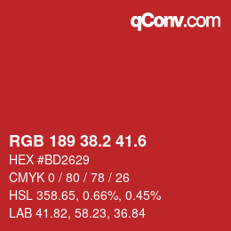 カラーコード: RGB 189 38.2 41.6 | qconv.com