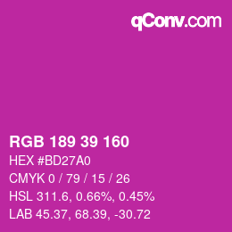 Color code: RGB 189 39 160 | qconv.com