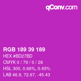 Color code: RGB 189 39 189 | qconv.com