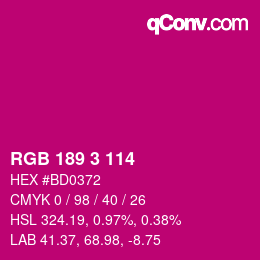 Color code: RGB 189 3 114 | qconv.com
