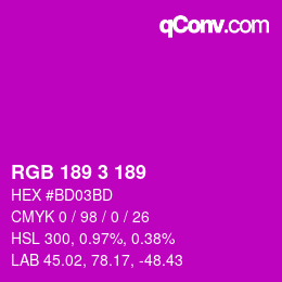 カラーコード: RGB 189 3 189 | qconv.com