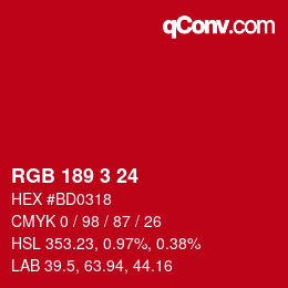 Color code: RGB 189 3 24 | qconv.com
