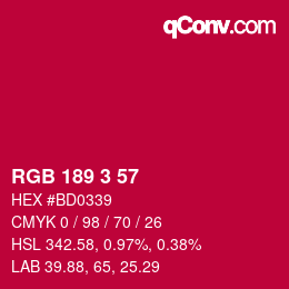 Color code: RGB 189 3 57 | qconv.com