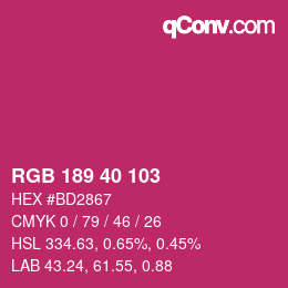 カラーコード: RGB 189 40 103 | qconv.com