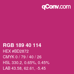 Color code: RGB 189 40 114 | qconv.com