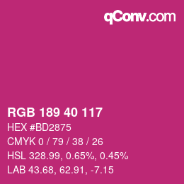 カラーコード: RGB 189 40 117 | qconv.com