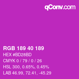 Color code: RGB 189 40 189 | qconv.com