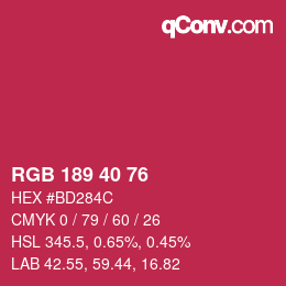カラーコード: RGB 189 40 76 | qconv.com