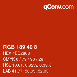 Color code: RGB 189 40 8 | qconv.com