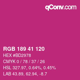 カラーコード: RGB 189 41 120 | qconv.com