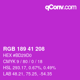 Color code: RGB 189 41 208 | qconv.com