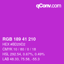 カラーコード: RGB 189 41 210 | qconv.com