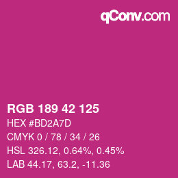 カラーコード: RGB 189 42 125 | qconv.com