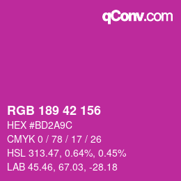 カラーコード: RGB 189 42 156 | qconv.com