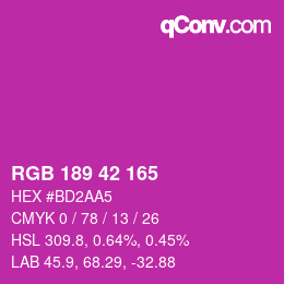 カラーコード: RGB 189 42 165 | qconv.com