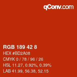 カラーコード: RGB 189 42 8 | qconv.com