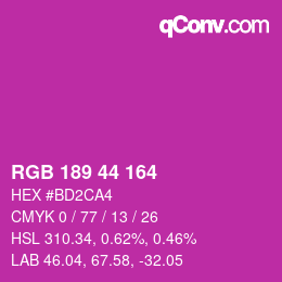 Color code: RGB 189 44 164 | qconv.com