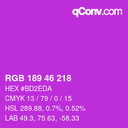 カラーコード: RGB 189 46 218 | qconv.com