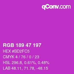 Color code: RGB 189 47 197 | qconv.com