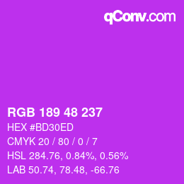 Color code: RGB 189 48 237 | qconv.com