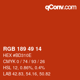 Código de color: RGB 189 49 14 | qconv.com