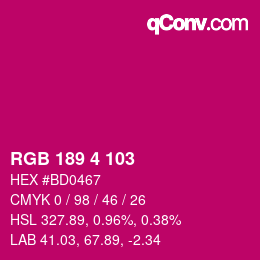 カラーコード: RGB 189 4 103 | qconv.com