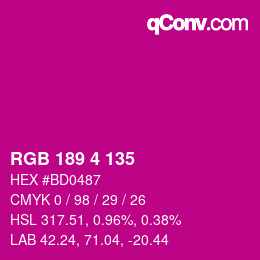 Color code: RGB 189 4 135 | qconv.com
