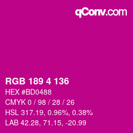 Color code: RGB 189 4 136 | qconv.com