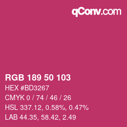 Color code: RGB 189 50 103 | qconv.com