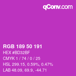 Color code: RGB 189 50 191 | qconv.com