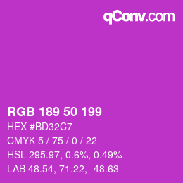 Color code: RGB 189 50 199 | qconv.com