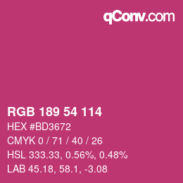 Color code: RGB 189 54 114 | qconv.com
