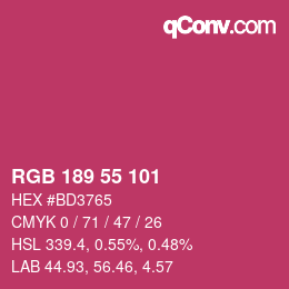 Color code: RGB 189 55 101 | qconv.com