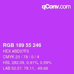 颜色代码: RGB 189 55 246 | qconv.com