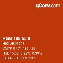 Color code: RGB 189 55 8 | qconv.com