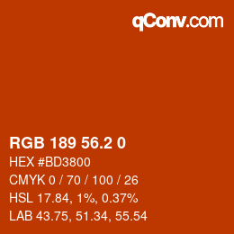カラーコード: RGB 189 56.2 0 | qconv.com
