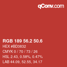 カラーコード: RGB 189 56.2 50.6 | qconv.com