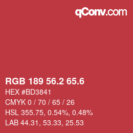 カラーコード: RGB 189 56.2 65.6 | qconv.com