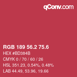 カラーコード: RGB 189 56.2 75.6 | qconv.com