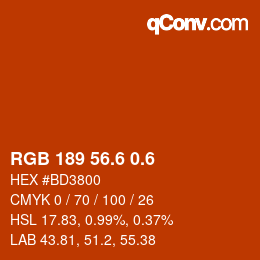 カラーコード: RGB 189 56.6 0.6 | qconv.com