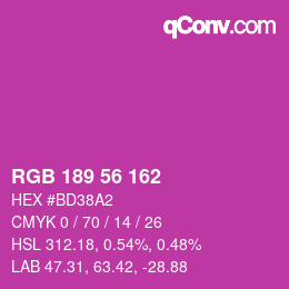 Color code: RGB 189 56 162 | qconv.com