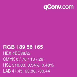 Color code: RGB 189 56 165 | qconv.com
