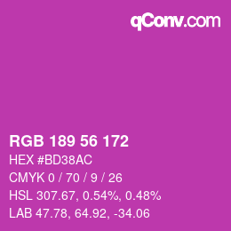 カラーコード: RGB 189 56 172 | qconv.com
