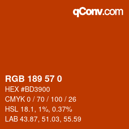 Color code: RGB 189 57 0 | qconv.com